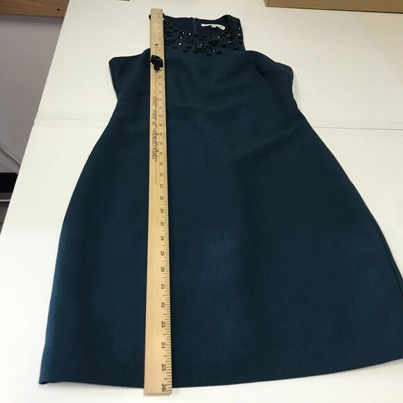 Annie Griffin Dress Womens 4 Teal Green Sheath Sleeveless Halter Jeweled Collar - Picture 12 of 12